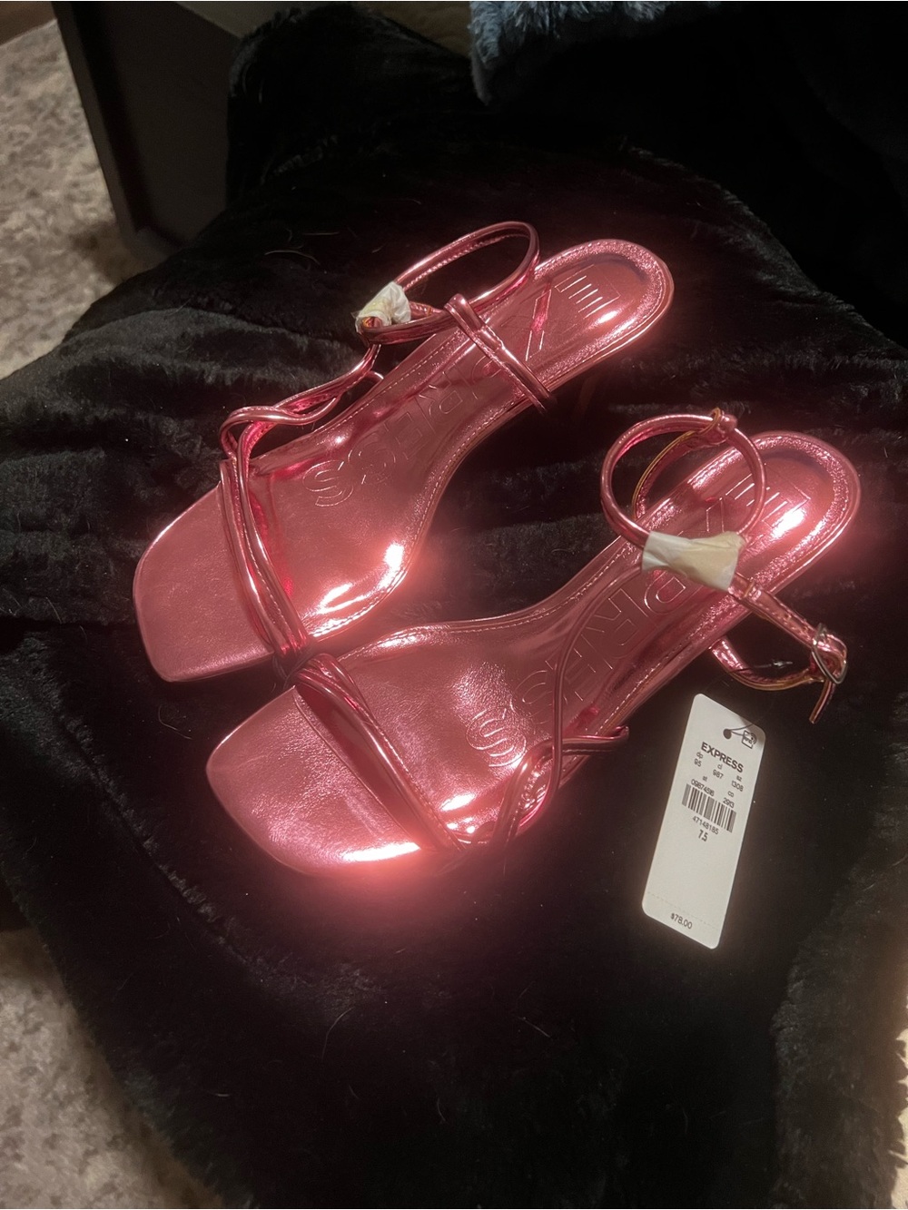 Express Metallic Pink Strappy Heeled Sandals